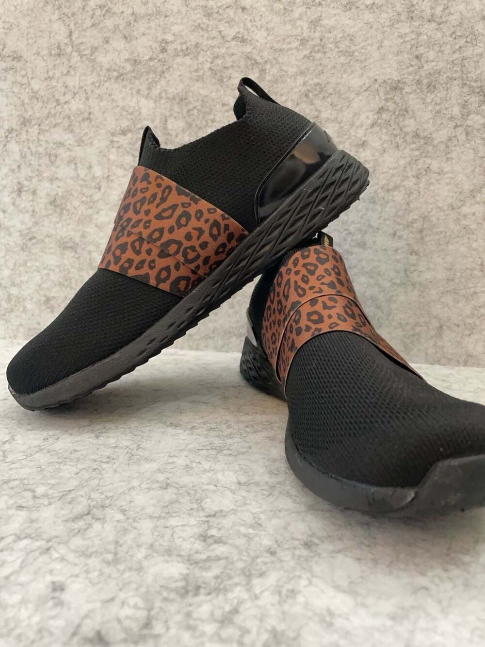 Avia Women's Memory Foam Slip-On Walking Shoes with Cheetah Print Elastic Strap